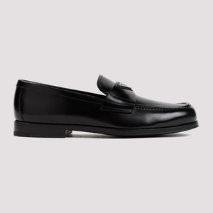 PRADA Brushed Leather Loafers with Front Penny Bar