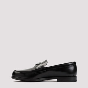 PRADA Brushed Leather Loafers with Front Penny Bar