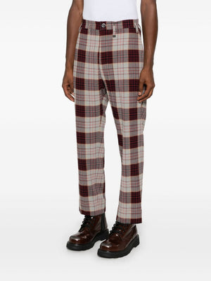 VIVIENNE WESTWOOD Check Trousers - Mid Waist Slim Cut Cropped Leg