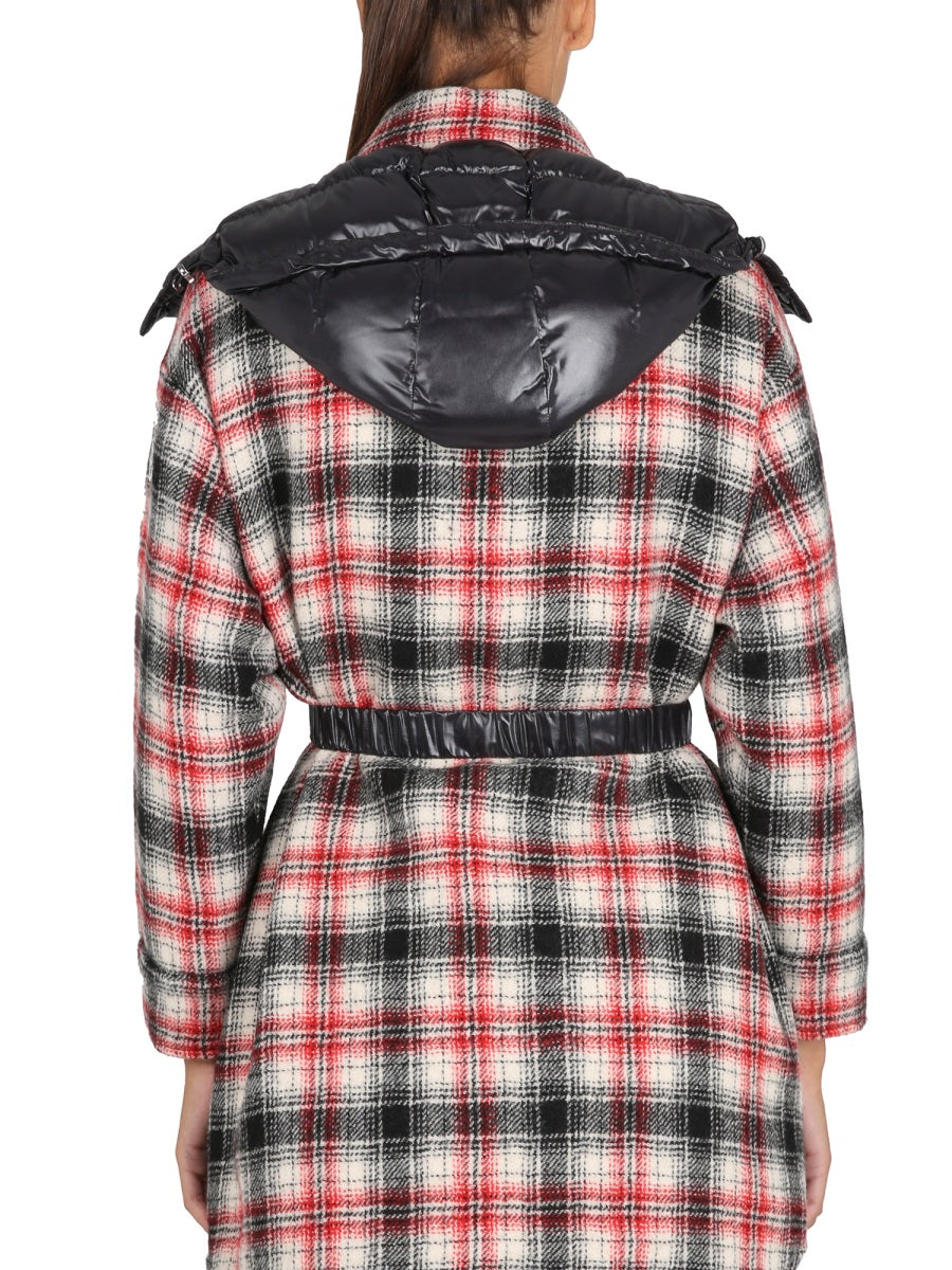 MONCLER Reversible Padded Shirt Dress with Removable Hood