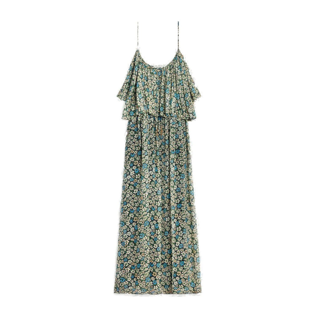 CELINE Gathered Midi Dress in Luxurious Silk Georgette