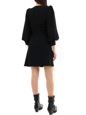 CELINE Stylish Black Wrap Dress with V-Neck and Long Sleeves for Women