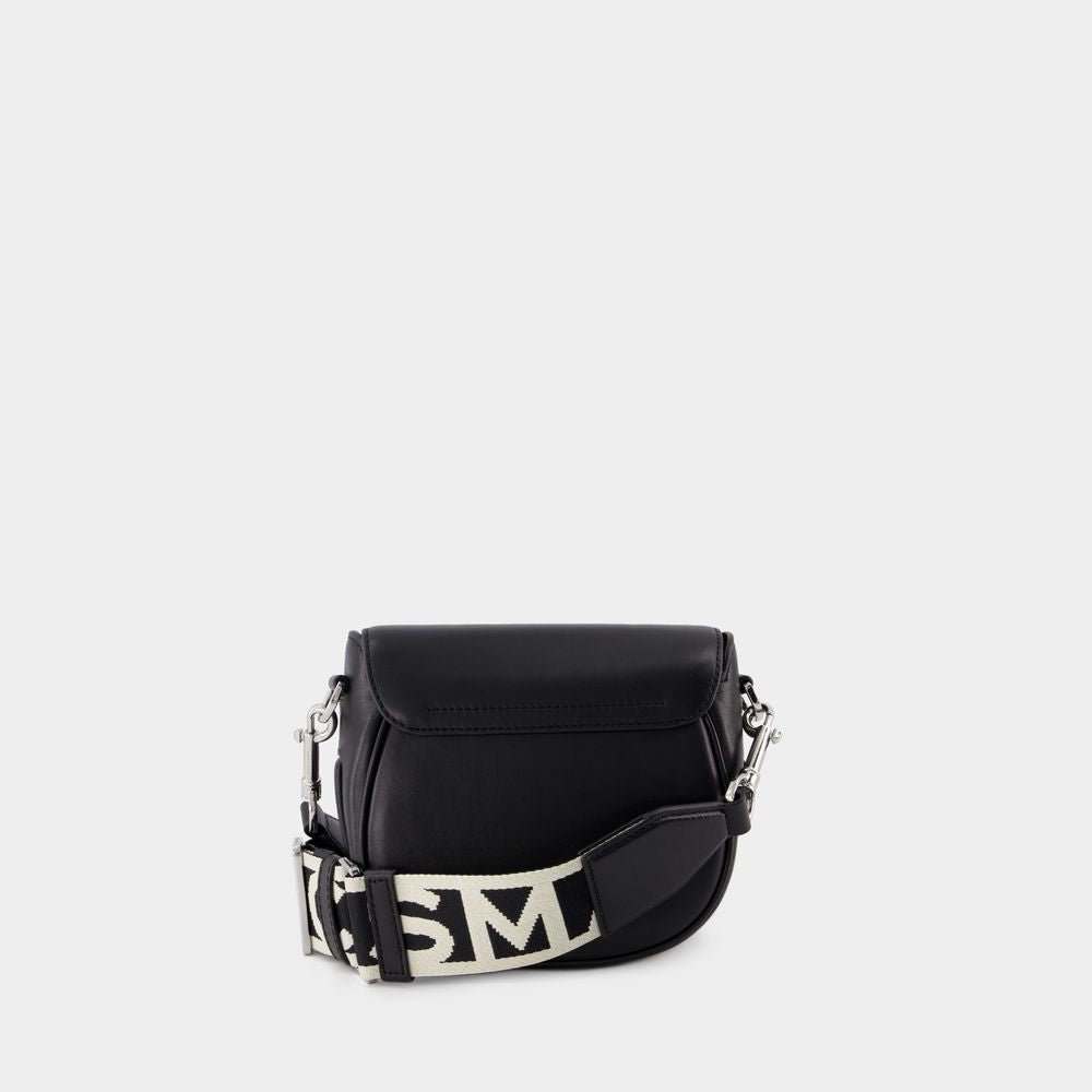 MARC JACOBS 高級ブラックレザーミニサドルショルダーバッグ