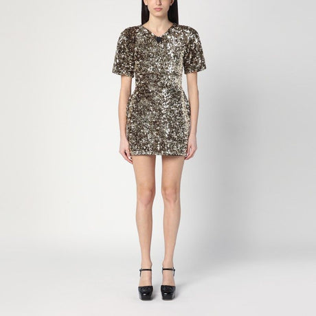 MARC JACOBS Glamorous Mini Dress with Sequins and Removable Brooch