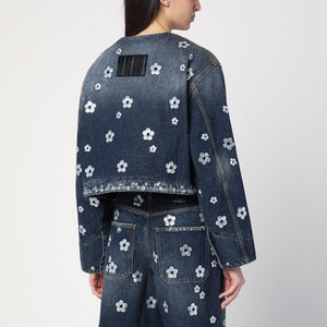 MARC JACOBS Mini Cropped Denim Jacket with Daisy Sequins