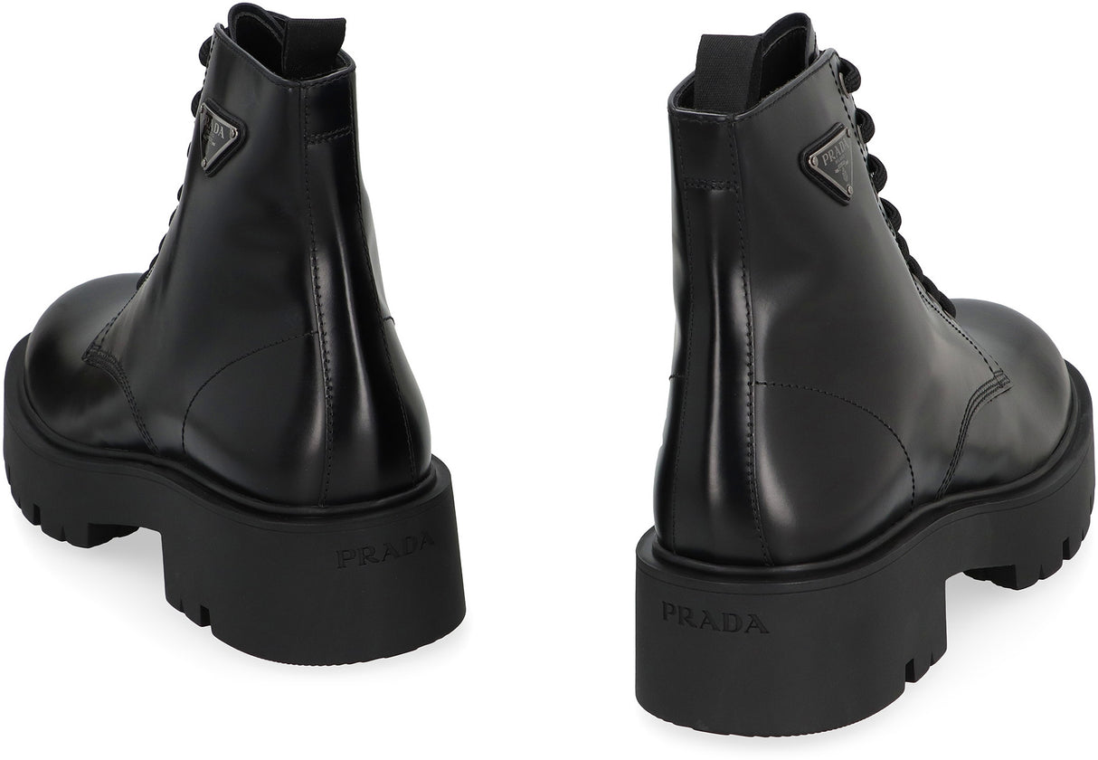 PRADA Men's Classic Leather Lace-Up Boots