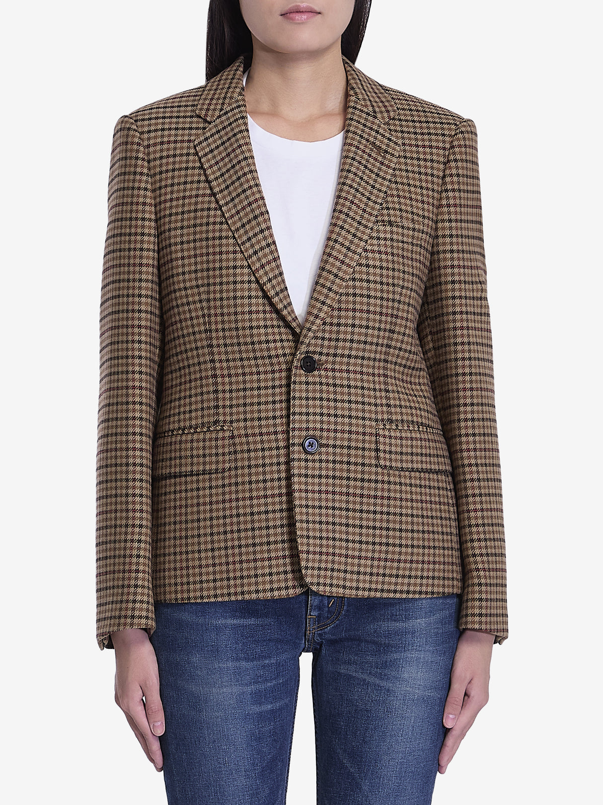 CELINE Classic Houndstooth Wool Jacket - Regular Fit