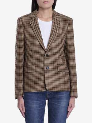 CELINE Classic Houndstooth Wool Jacket - Regular Fit