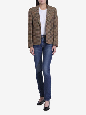 CELINE Classic Houndstooth Wool Jacket - Regular Fit