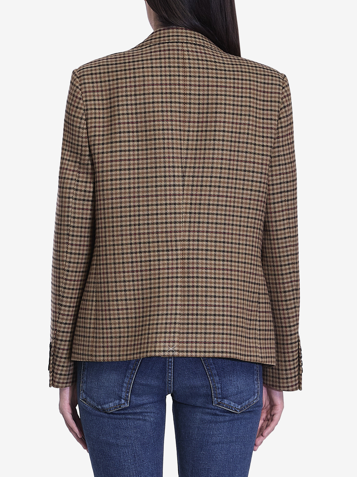 CELINE Classic Houndstooth Wool Jacket - Regular Fit