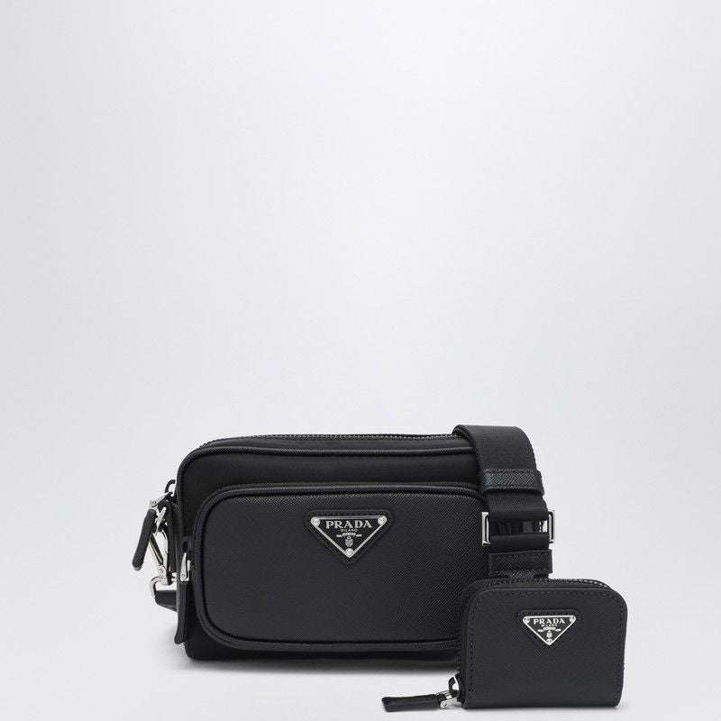 PRADA Shoulder Mini Handbag in Re-Nylon and Saffiano Leather