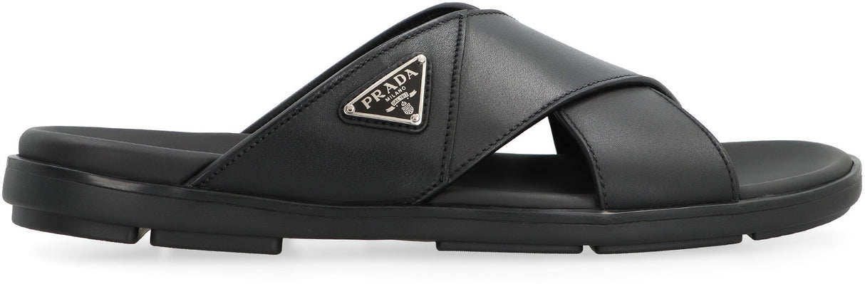 PRADA Premium Leather Slide Sandals