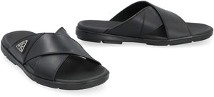 PRADA Premium Leather Slide Sandals