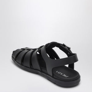 PRADA Men's Rubber Cage Sandal with Ankle Strap