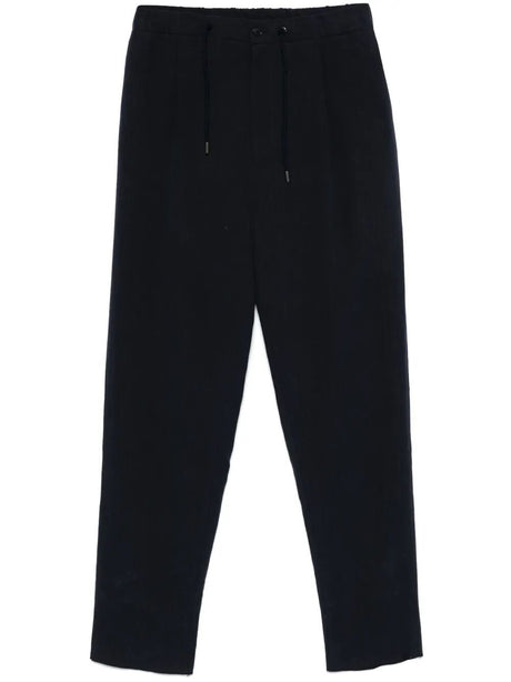 GIORGIO ARMANI Pleat-Detailing Straight Leg Linen Trousers for Women