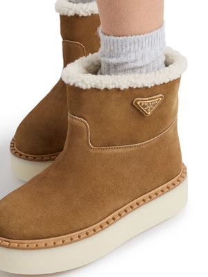 PRADA Suede Ankle Boots with Cozy Shearling Lining for Men