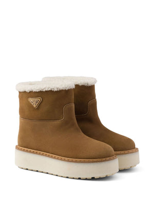 PRADA Suede Ankle Boots with Cozy Shearling Lining for Men