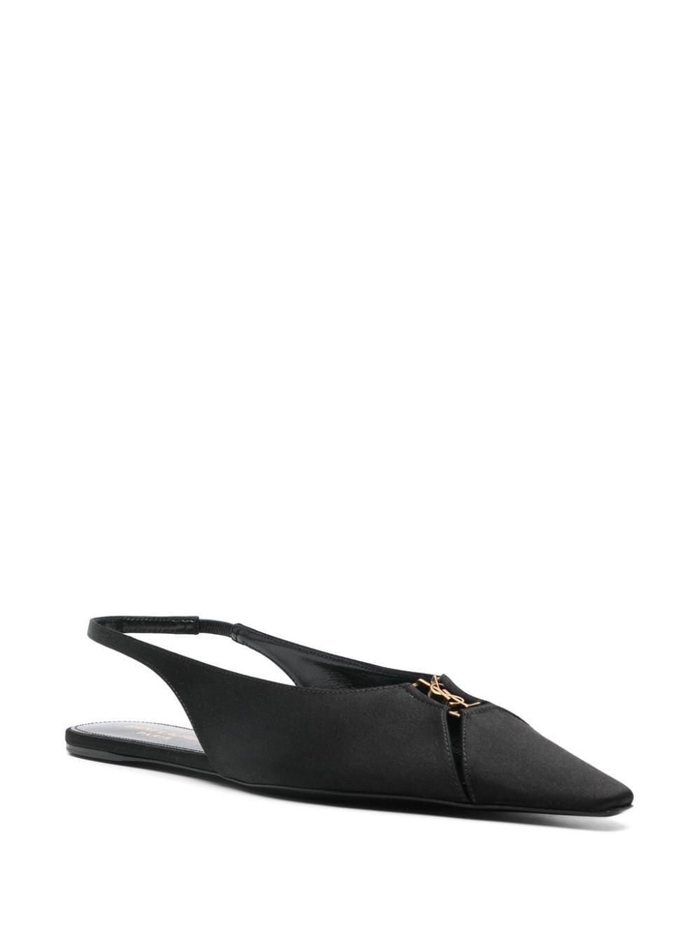 SAINT LAURENT PARIS Ballerine Slingback in Creased Pleated Satin