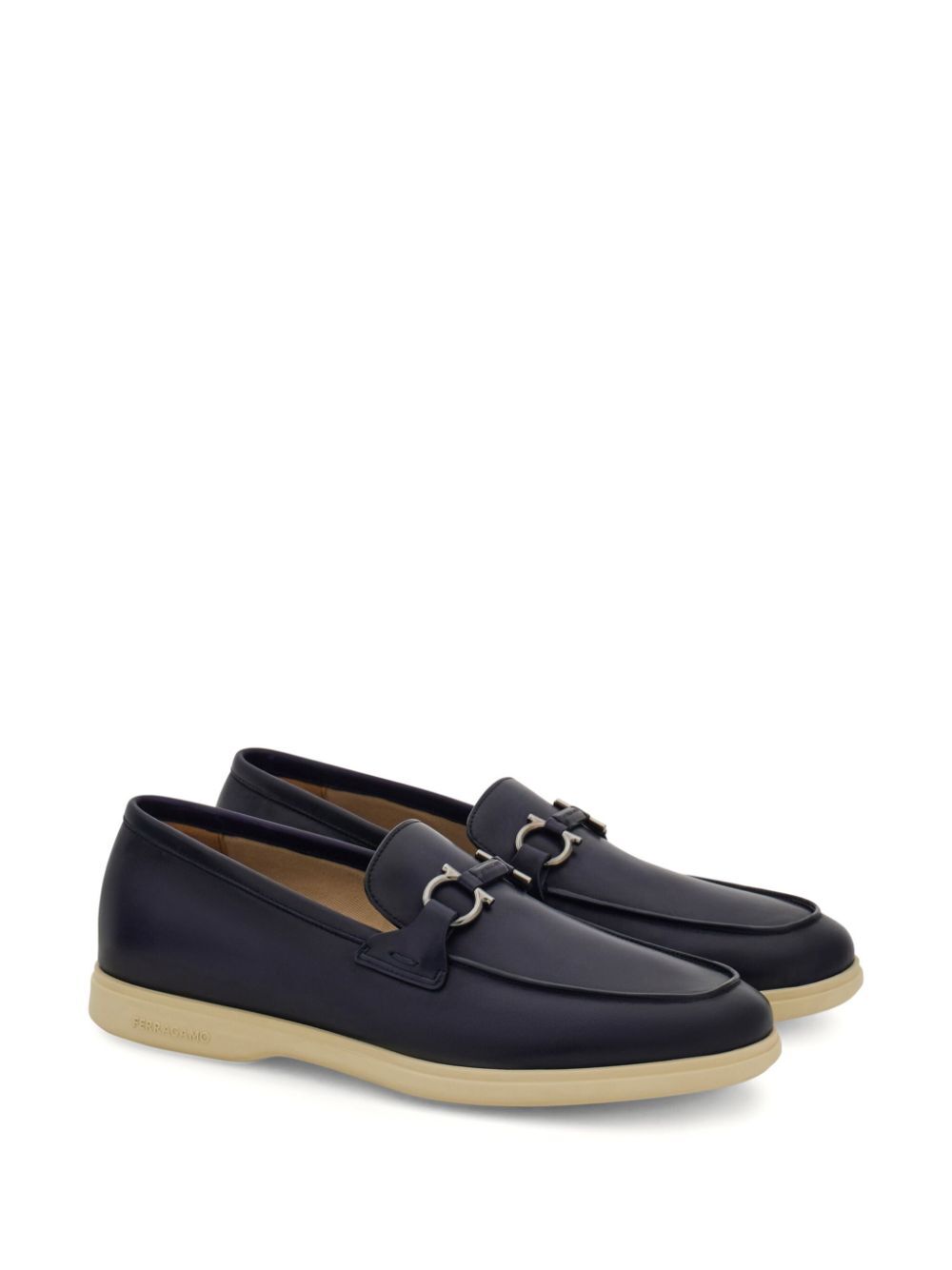 Ferragamo Casual Leather Loafers with Gancini Hook Buckle