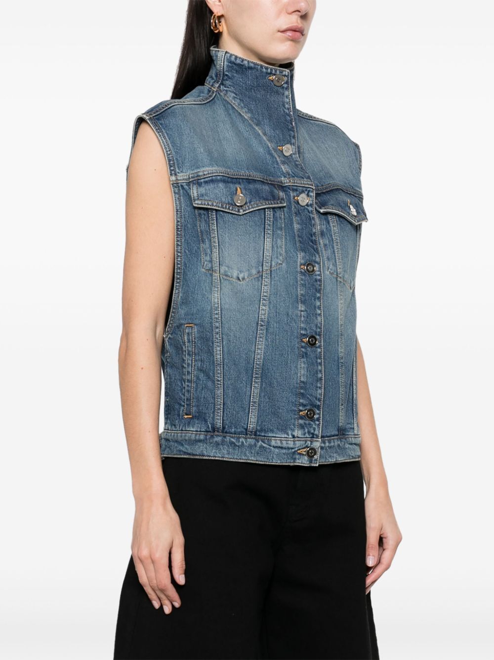 ALAÏA High-Neck Denim Vest for Men