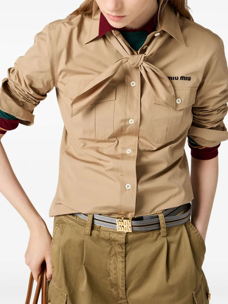 MIUMIU Straight Fit Cotton Poplin Shirt for Men