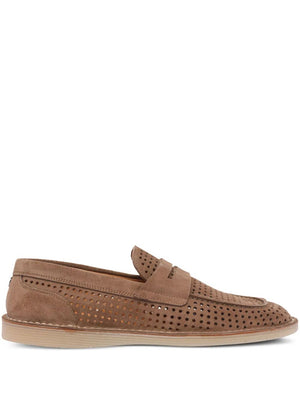 DOLCE & GABBANA New Florio Perforated Suede Loafers for Women