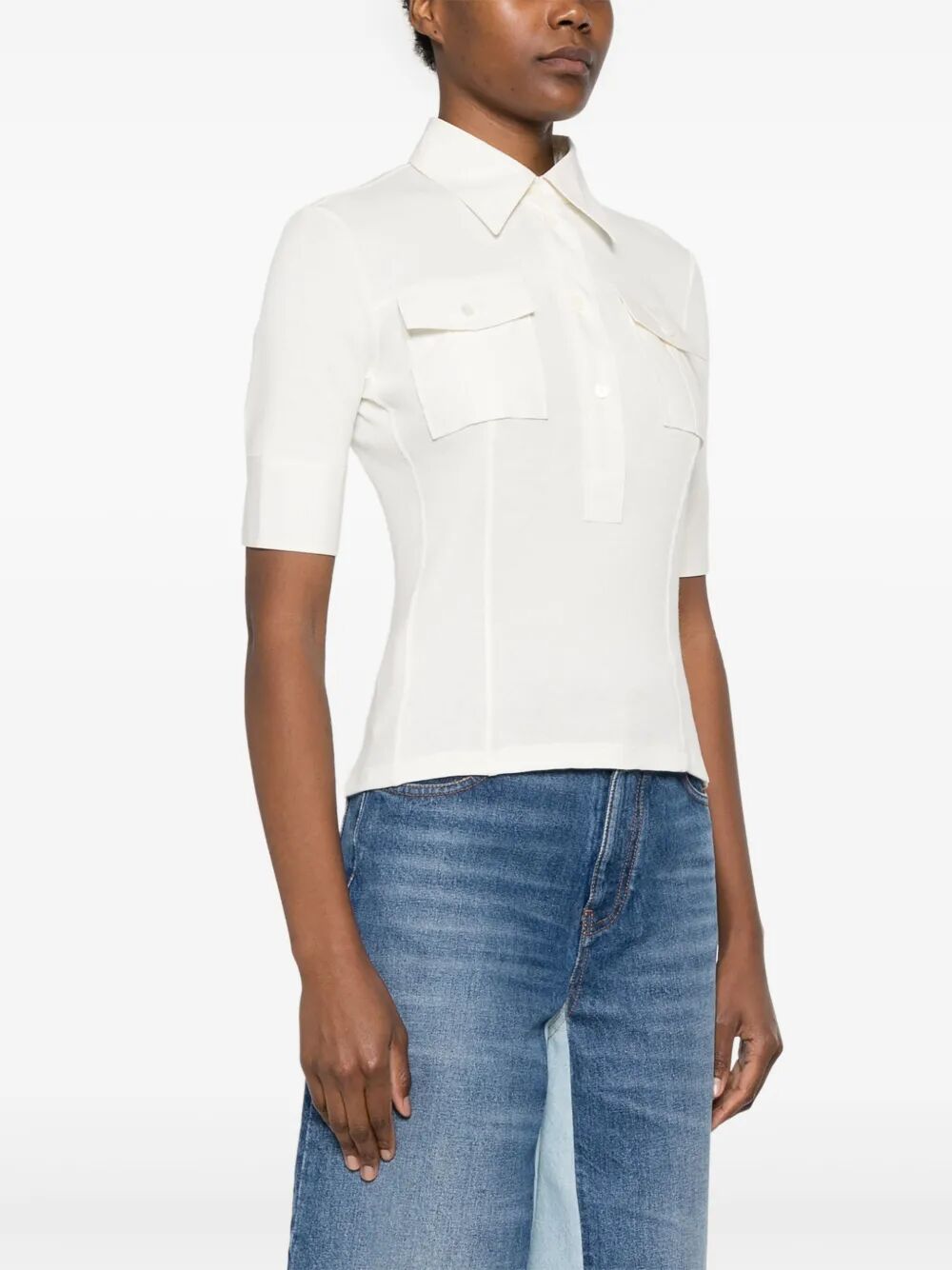 CHLOÉ Short-Sleeve Utilitarian Cotton Polo Shirt