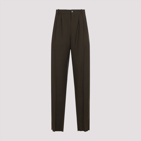 SAINT LAURENT Men's Straight Wool Drill Pants - SS25 Collection