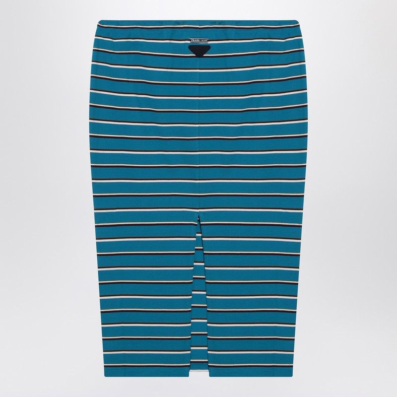 PRADA Striped Midi Skirt with Adjustable Drawstring Waist