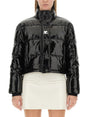 COURREGÈS Cropped Vinyl Down Jacket - Mini Design for Women