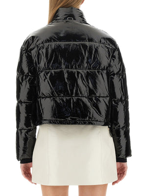 COURREGÈS Cropped Vinyl Down Jacket - Mini Design for Women