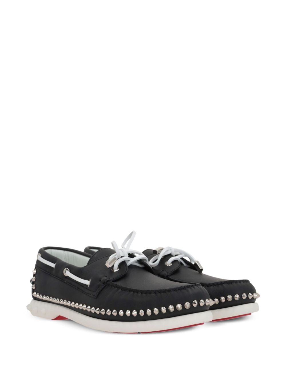 CHRISTIAN LOUBOUTIN Sleek Leather Boat Shoes with Stud Embellishments