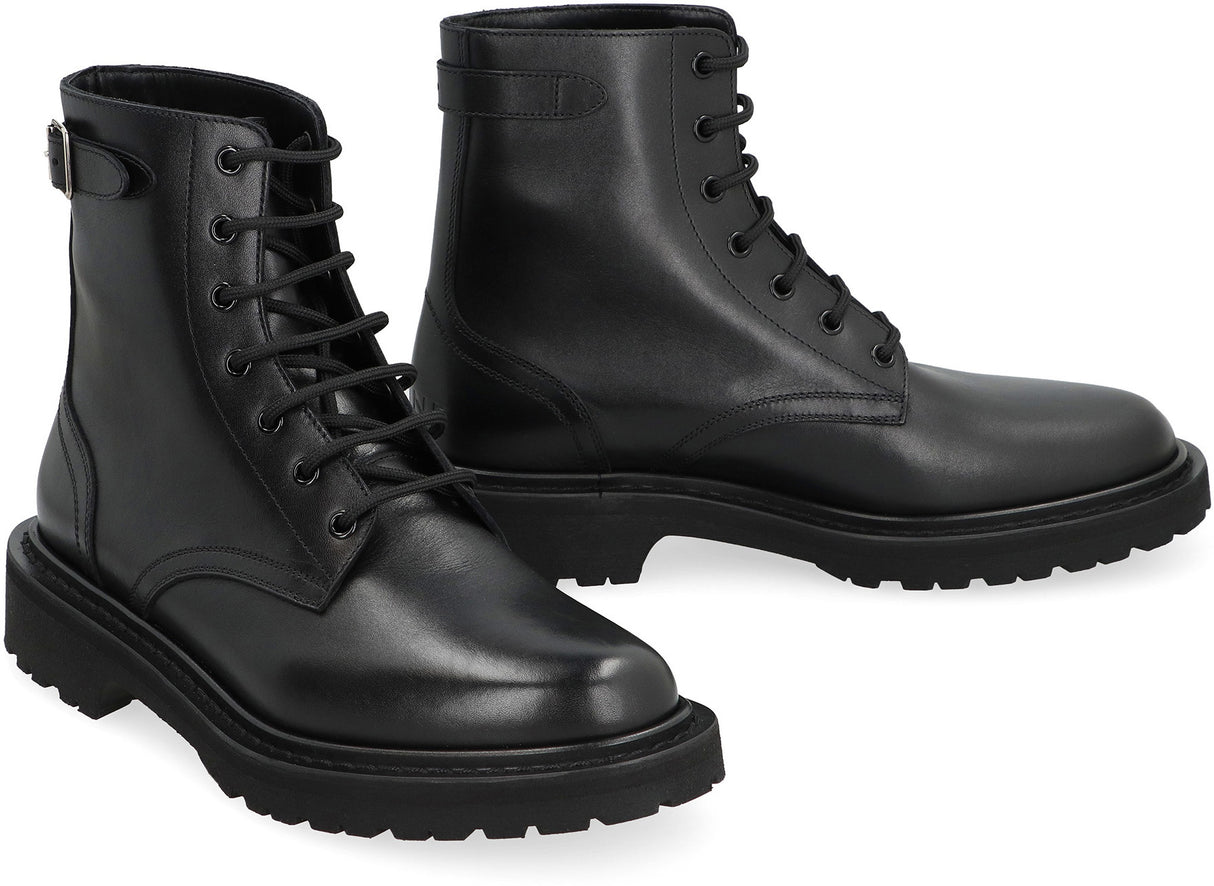 CELINE Men's Ranger Leather Lace-Up Boots