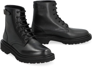 CELINE Men's Ranger Leather Lace-Up Boots