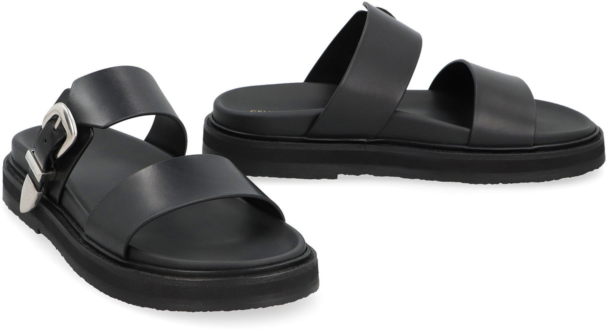 CELINE Men's Leather Strap Flat Sandals