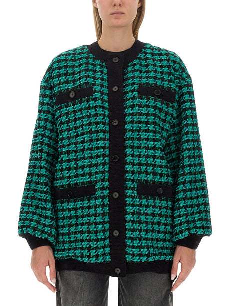 MSGM Oversized Houndstooth Tweed Jacket - Size 40