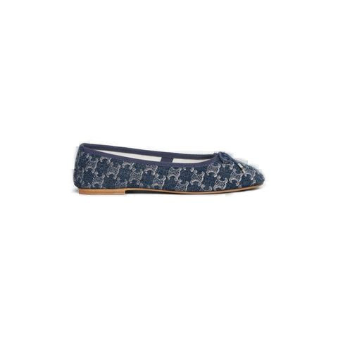 CELINE Triomphe Printed Denim Lace-Up Ballerina for Women