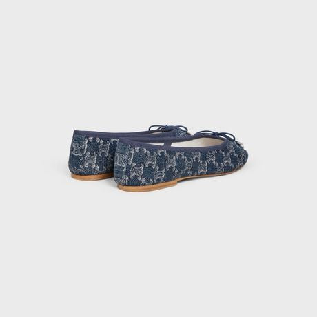 CELINE Triomphe Printed Denim Lace-Up Ballerina for Women