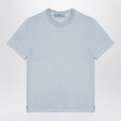 PRADA Light Blue Washed Cotton T-Shirt with Edgy Wear for Women