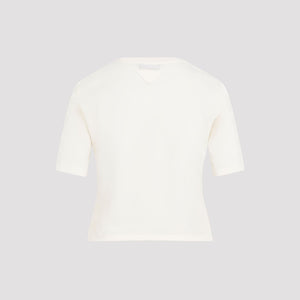 PRADA ダメージ加工ロゴコットンTシャツ（女性用）