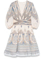 ZIMMERMANN Elegant V-Neck Mini Dress with Puff Sleeves