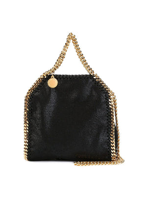 STELLA MCCARTNEY Stylish Black Handbag with Snap Button Closure and Diamond Effect Chain