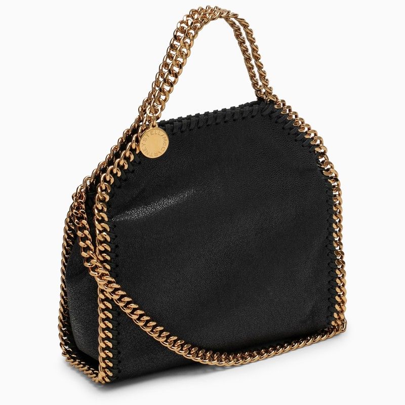 STELLA MCCARTNEY Stylish Black Handbag with Snap Button Closure and Diamond Effect Chain