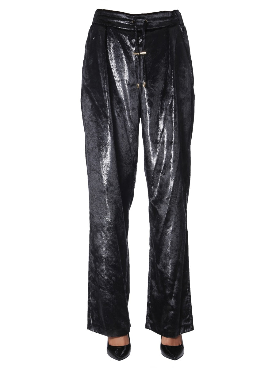 BALMAIN Elegant Velvet Lurex Wide Pants for Women