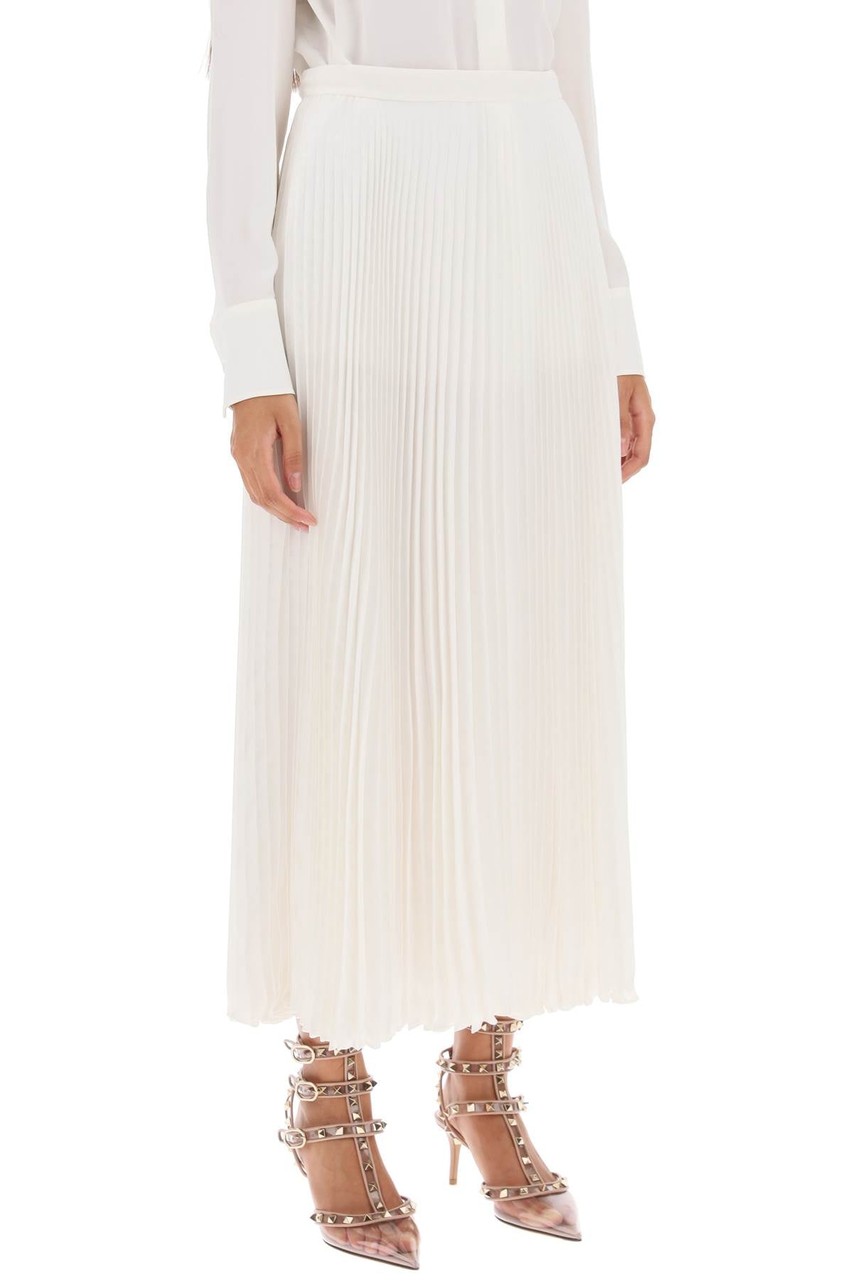 VALENTINO GARAVANI Pleated Silk Midi Skirt