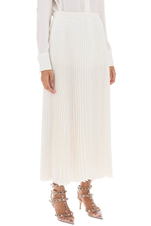 VALENTINO GARAVANI Pleated Silk Midi Skirt