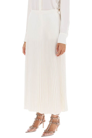 VALENTINO GARAVANI Pleated Silk Midi Skirt