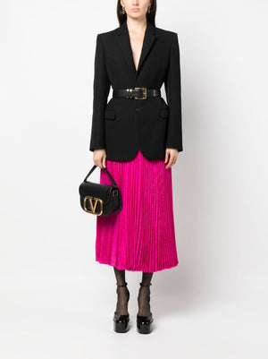 VALENTINO GARAVANI Pleated Silk Midi Skirt