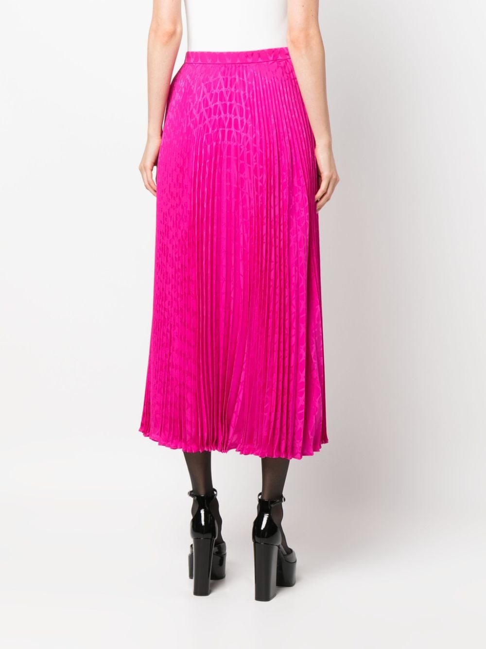 VALENTINO GARAVANI Pleated Silk Midi Skirt