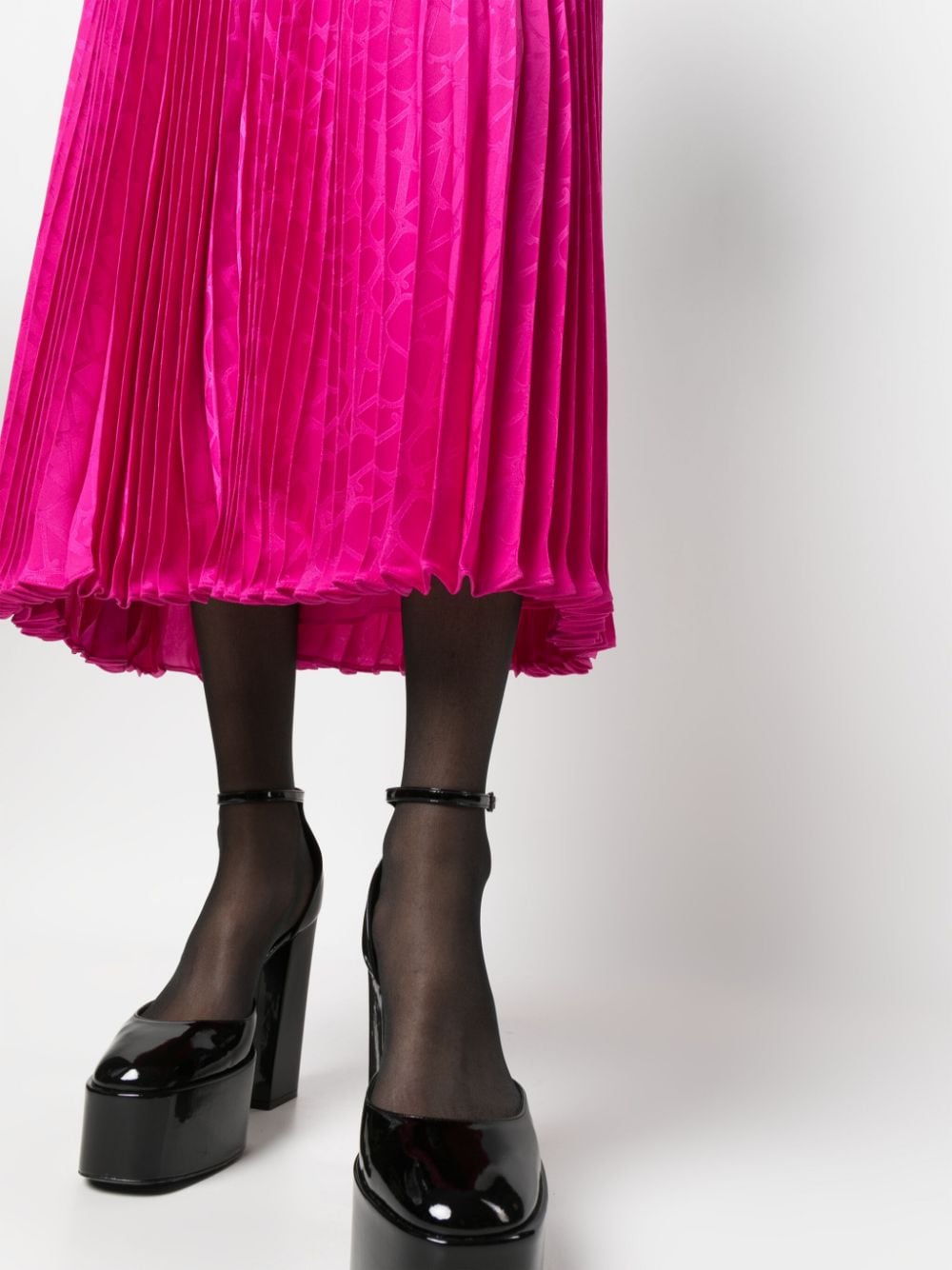 VALENTINO GARAVANI Pleated Silk Midi Skirt